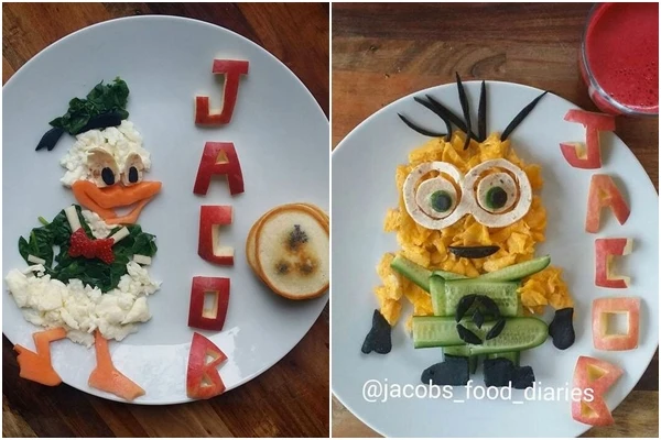 Ngộ nghĩnh bữa ăn hình nhân vật hoạt hình của cậu bé Jacob