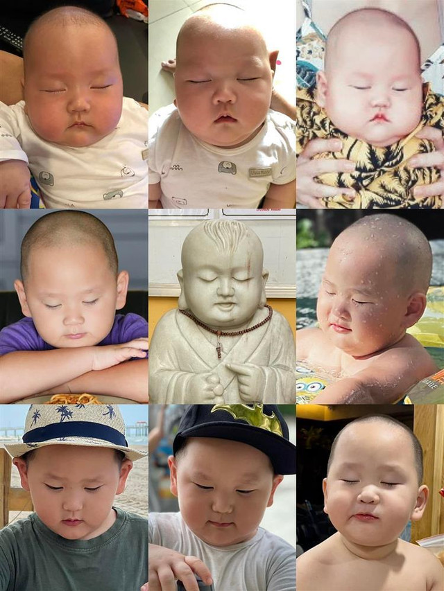 Cậu út nhà Trà My Idol giống hệt bức tượng chú tiểu Cau ut nha Tra My Idol giong het buc tuong chu tieu