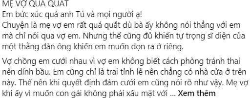 Ở rể 6 năm, chàng trai than 'mẹ vợ quá quắt' O re 6 nam, chang trai than 'me vo qua quat'