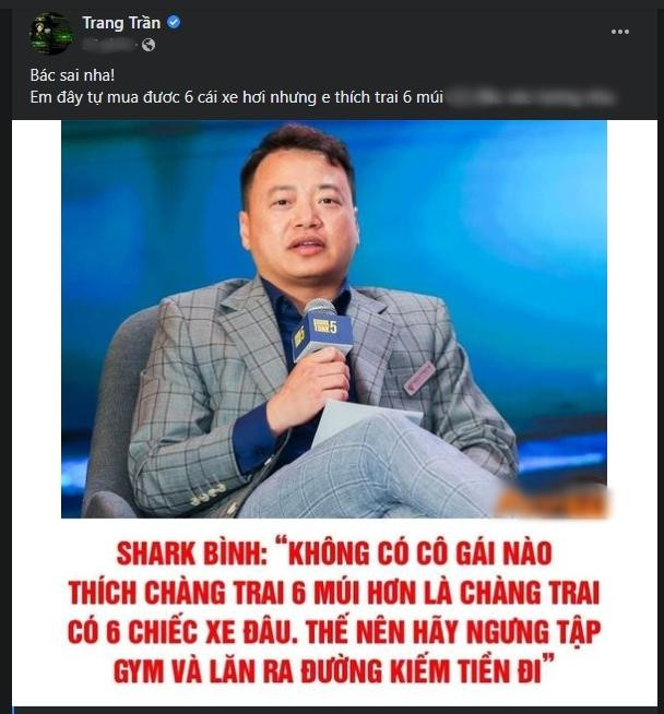 Sao Việt phản đối 'phụ nữ thích 6 xe hơn 6 múi' của shark Bình - Hình 3 Sao Viet phan doi 'phu nu thich 6 xe hon 6 mui' cua shark Binh-Hinh-3