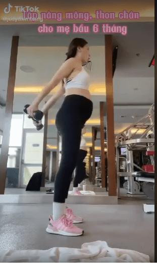 Bầu vượt mặt Á hậu Diễm Trang vẫn nâng tạ như bỡn Bau vuot mat A hau Diem Trang van nang ta nhu bon