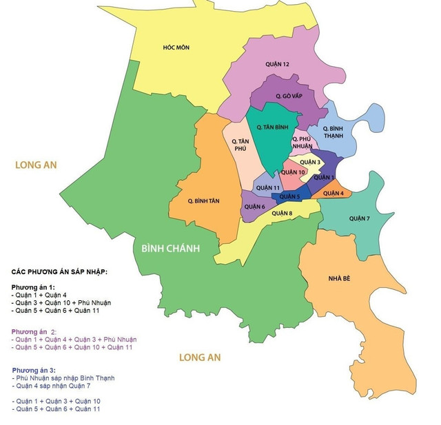 Ba phương án sáp nhập 6 quận của TP.HCM lan truyền trên mạng là không chính xác Ba phuong an sap nhap 6 quan cua TP.HCM lan truyen tren mang la khong chinh xac