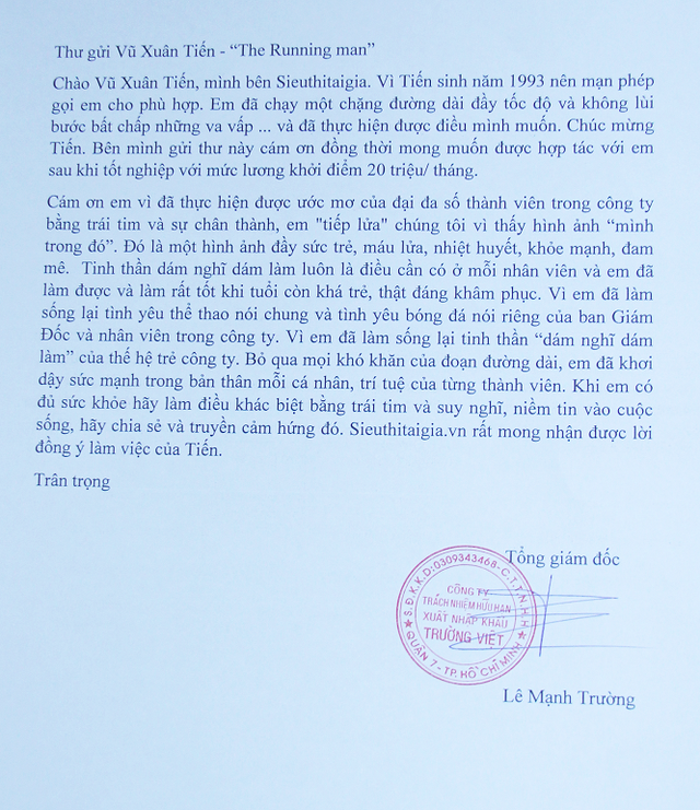 Thư mời của ông Lê Mạnh Trường với Vũ Xuân Tiến Thư mời của ông Lê Mạnh Trường với Vũ Xuân Tiến