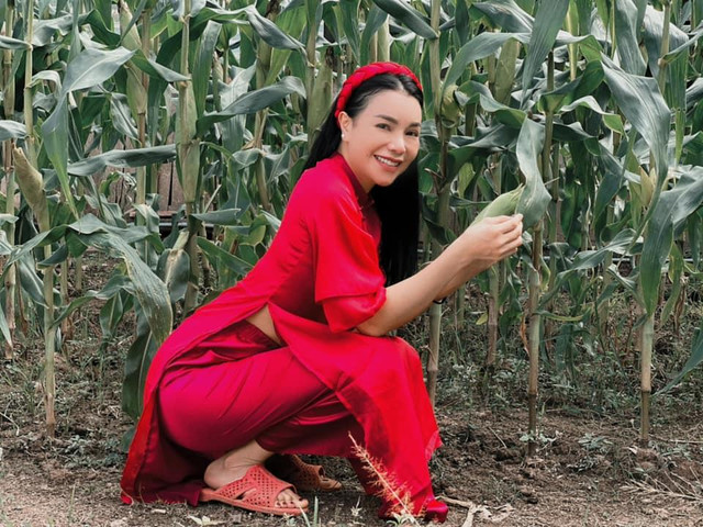 Trà Ngọc Hằng tạo dáng kém sang dù mặc áo dài - Hình 2 Tra Ngoc Hang tao dang kem sang du mac ao dai-Hinh-2