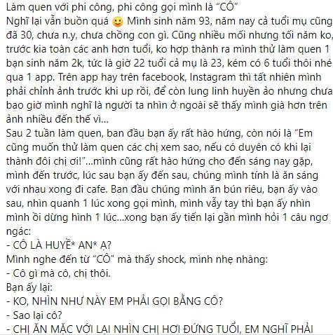 Làm quen trai trẻ, gái già méo mặt vì lần đầu gặp bị gọi là "cô" Lam quen trai tre, gai gia meo mat vi lan dau gap bi goi la