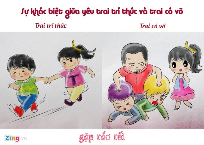 Lúc không may gặp chuyện rắc rối, chàng trai thư sinh trí thức luôn có thói quen nói lý, thương thuyết; nếu không được sẽ lập tức bỏ chạy. Còn nếu như có gặp đám du côn, trai có võ sẽ giải quyết ngay mà không chút phân vân hoặc gọi thêm đồng bọn giúp sức.