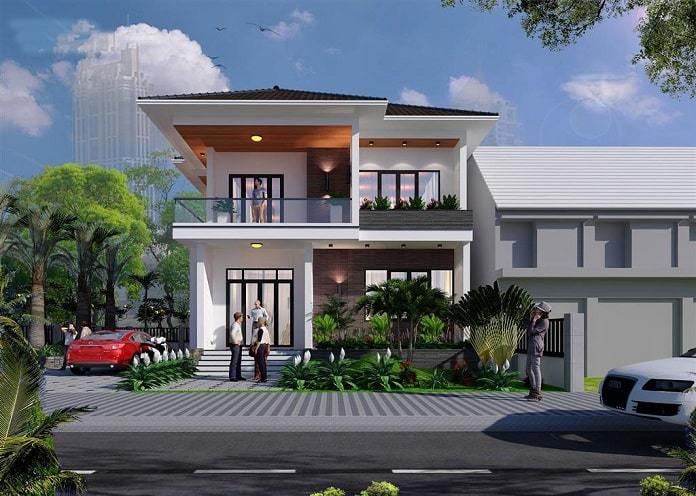 Chủ nhân của mẫu biệt thự này hẳn là một người yêu thiên nhiên. Quỹ đất không quá rộng nhưng gia chủ vẫn nhường lại một phần diện tích đáng kể để thiết kế sân, vườn, tiểu cảnh