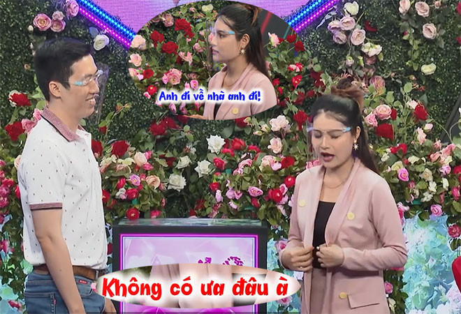 Trước sự gợi ý của ông mai, cô gái quê Vĩnh Long còn thể hiện sự cộc của mình qua câu nói vô cùng đáng yêu: “Anh đi về nhà anh đi! Không có ưa đâu à” khiến cả trường quay vô cùng thích thú.