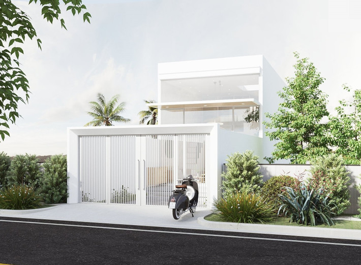 T house là một ngôi nhà nhỏ nằm ở huyện Cần Giờ, TP.HCM. Với diện tích sử dụng 75m2, ngôi nhà được thiết kế dành cho 2 vợ chồng và 1 con trai. Tất cả các không gian trong ngôi nhà đều chú trọng đến việc thông gió và lấy sáng tự nhiên. Tổng thể ngôi nhà theo phong cách hiện đại và điểm khác biệt lớn nhất của ngôi nhà nằm ở cách xử lý mặt tiền và mang đến cách nhìn mới về những ngôi nhà cấp 4 hoặc nhà gác lửng ở Việt Nam. Công trình do kiến trúc sư Trương Hoàng Phúc cùng cộng sự thực hiện.