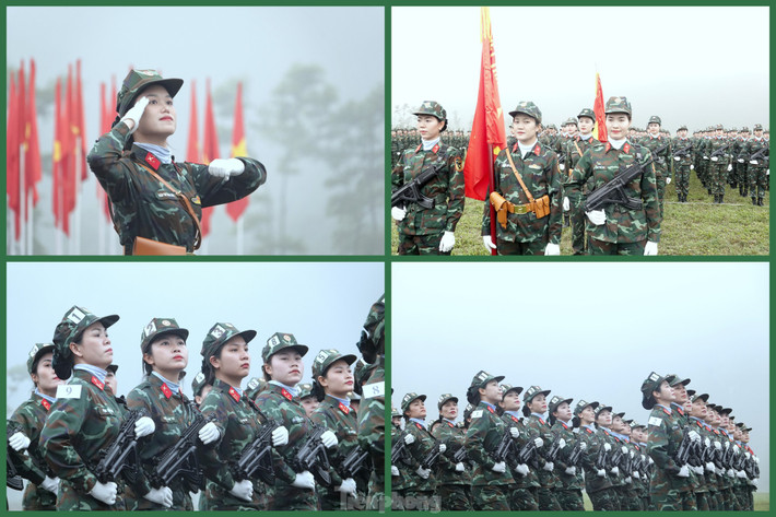 Khối nữ Gìn giữ hòa bình Việt Nam đang miệt mài luyện tập động tác diễu binh chuẩn xác và đẹp mắt.