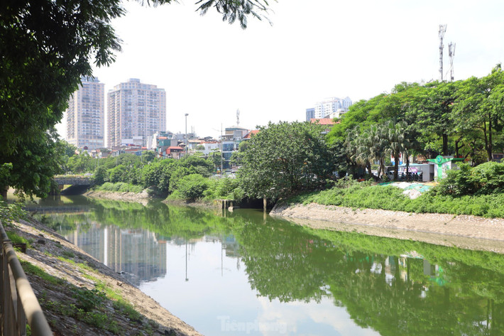 Với dòng nước trong xanh, hình ảnh sông Tô Lịch "nên thơ, trữ tình", khác hẳn với hình ảnh quen thuộc - dòng nước đen bốc mùi hôi thối.