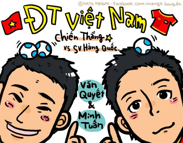 Trong quá trình tuyển Việt Nam chuẩn bị cho AFF Suzuki Cup, Megumi không bỏ qua bất cứ trận đấu nào. Đây là hình ảnh cô vẽ tặng Văn Quyết và Minh Tuấn sau trận thắng 3-0 trước Sinh viên Hàn Quốc.