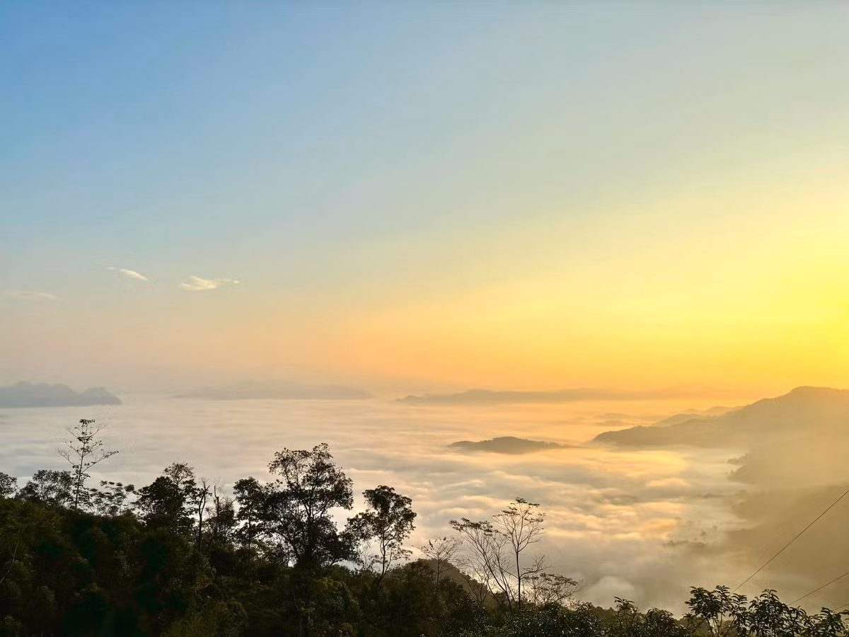 Đồn Đèn cũng sở hữu vẻ đẹp rất riêng, khác biệt với Tà Xùa hùng vĩ hay Bình Liêu thơ mộng. Không gian nơi đây hoang sơ, tĩnh lặng và mộc mạc hơn. Những thảm cỏ rộng, bầu không khí trong lành, tiếng gió thổi rì rào qua tán rừng khiến nơi này trở thành một “điểm dừng” đúng nghĩa cho những ai đã quen với phố thị ồn ào.