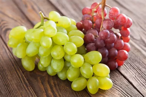 Nho đỏ và tím giàu resveratrol – chất chống oxy hóa mạnh, giúp bảo vệ tế bào gan, giảm viêm và duy trì chức năng lọc máu của thận. Những người ăn nho thường xuyên có men gan ổn định và eGFR tốt hơn, đồng thời làm chậm suy giảm chức năng thận. Ảnh minh hoạ