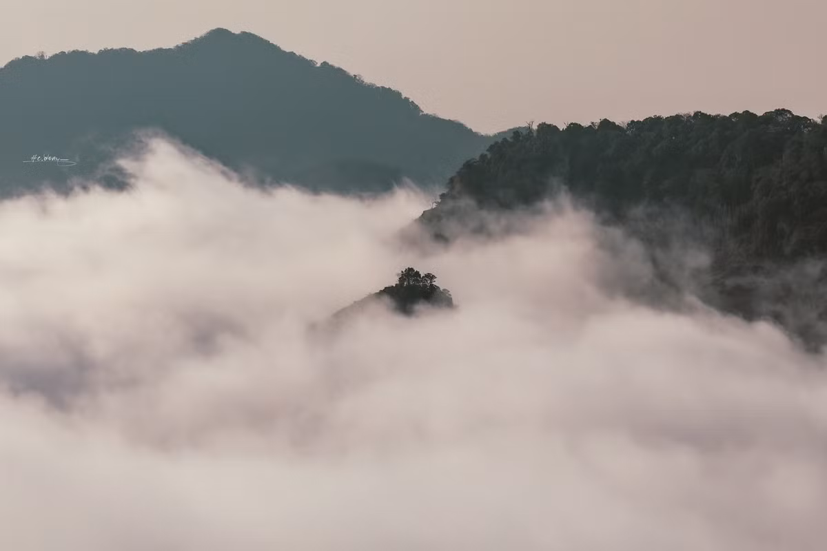 Đỉnh Tò Bò, với độ cao khoảng 1.800m so với mực nước biển, là một trong những điểm săn mây nổi tiếng nhất của Sơn La. Để chinh phục đỉnh núi này, du khách sẽ phải trải qua một hành trình không dễ dàng, với những con đường đất dốc, gập ghềnh. Ảnh Chodomfoto