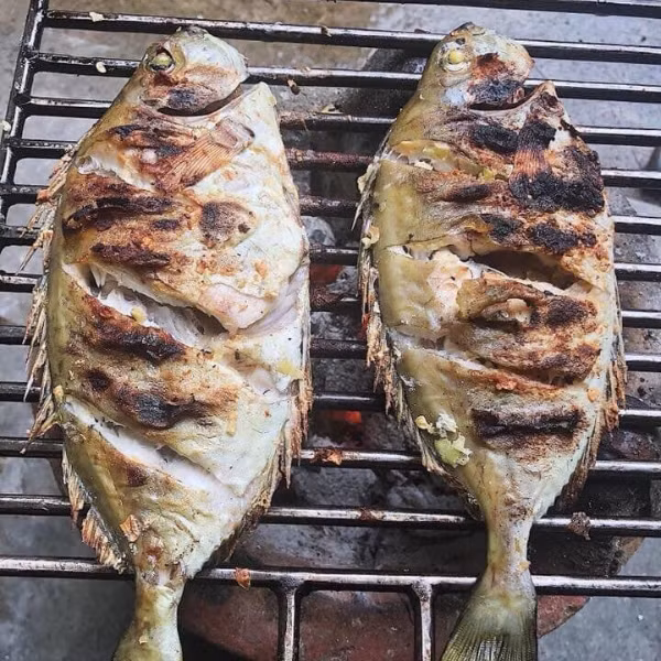 Ngoài ra, người miền Trung còn thích nướng cá dò trên than hồng. Cá được ướp sả, ớt, tiêu rồi nướng đến khi da xém nhẹ, dậy mùi thơm nức. Món nướng vừa béo vừa thơm, cuốn bánh tráng hay ăn cùng cơm trắng đều hợp. Ảnh minh hoạ