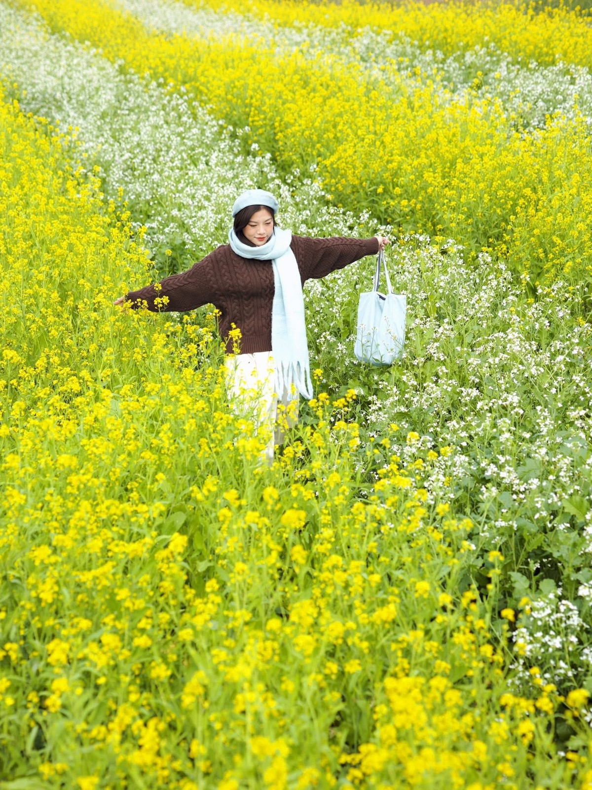Những bông hoa nhỏ bé, cánh mỏng manh vẫn bền bỉ khoe sắc trong gió lạnh, góp phần làm dịu đi không khí giá buốt. Không gian cao nguyên vì thế trở nên sinh động hơn nhưng vẫn giữ được nét yên tĩnh vốn có. Ảnh Nguyen Hong Anh