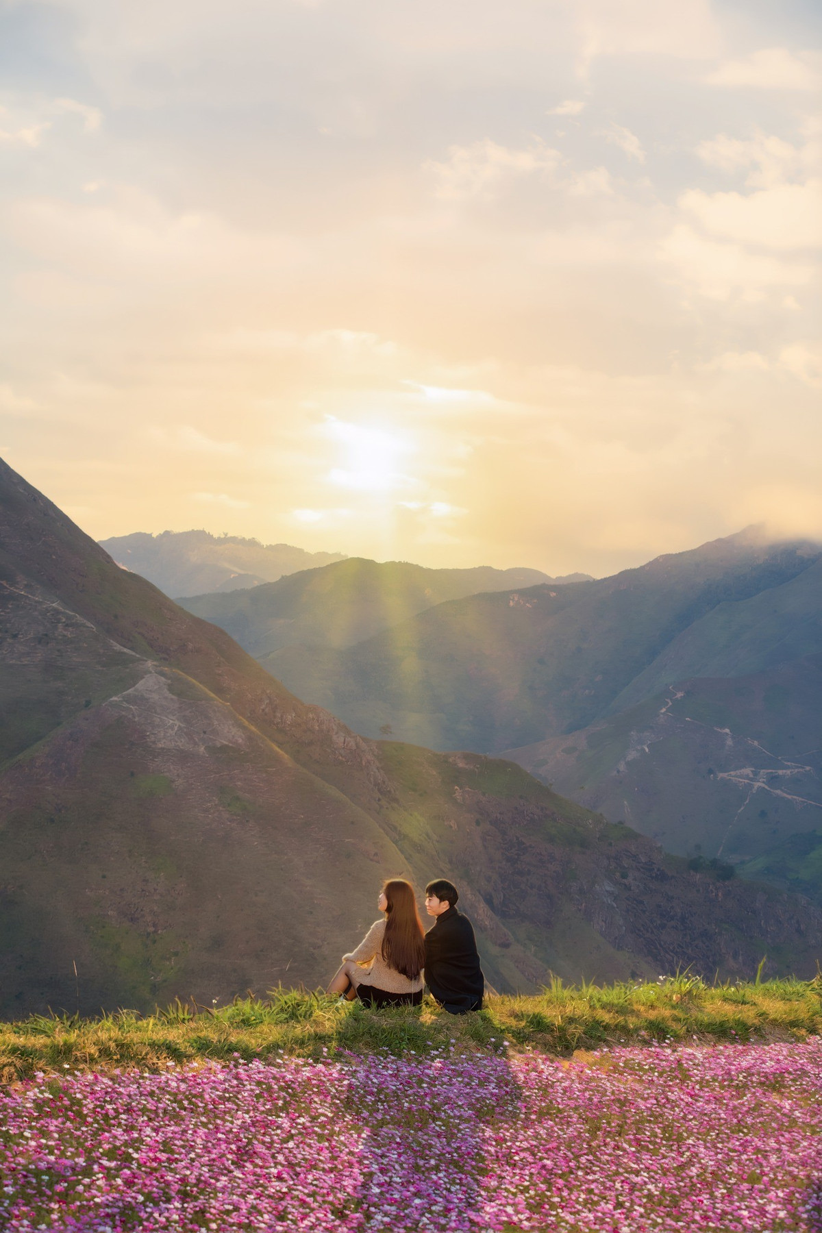 Khác với sự choáng ngợp của biển mây, vẻ đẹp của đồi hoa cánh bướm mang đến cảm giác bình yên, chậm rãi. Chỉ cần đứng giữa cánh đồng hoa, phóng tầm mắt ra những dãy núi xanh thẳm phía xa, du khách đã có thể cảm nhận rõ sự thư thái, tách biệt hoàn toàn với nhịp sống ồn ào nơi phố thị.