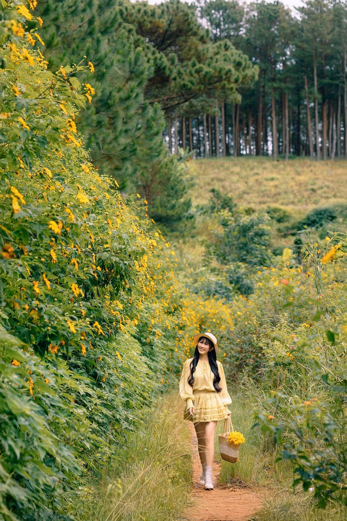 Mùa hoa dã quỳ không chỉ thu hút du khách bởi vẻ đẹp vàng rực mà còn bởi cảm giác yên bình giữa thiên nhiên cao nguyên, khiến bất kỳ ai đến đây đều muốn lưu giữ những khoảnh khắc đáng nhớ. Ảnh Lê Trí