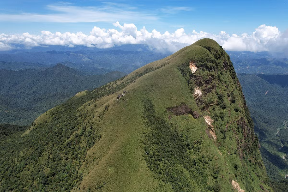 Pa Thiên và Voi Mẹp là hai ngọn núi cao nổi bật trong dãy Trường Sơn, chỉ cách nhau khoảng 2km. Đây là vùng đất còn giữ được vẻ đẹp nguyên sơ hiếm có, nơi rừng nguyên sinh phủ kín, mây trắng bồng bềnh quanh năm. Ảnh Tr Cương