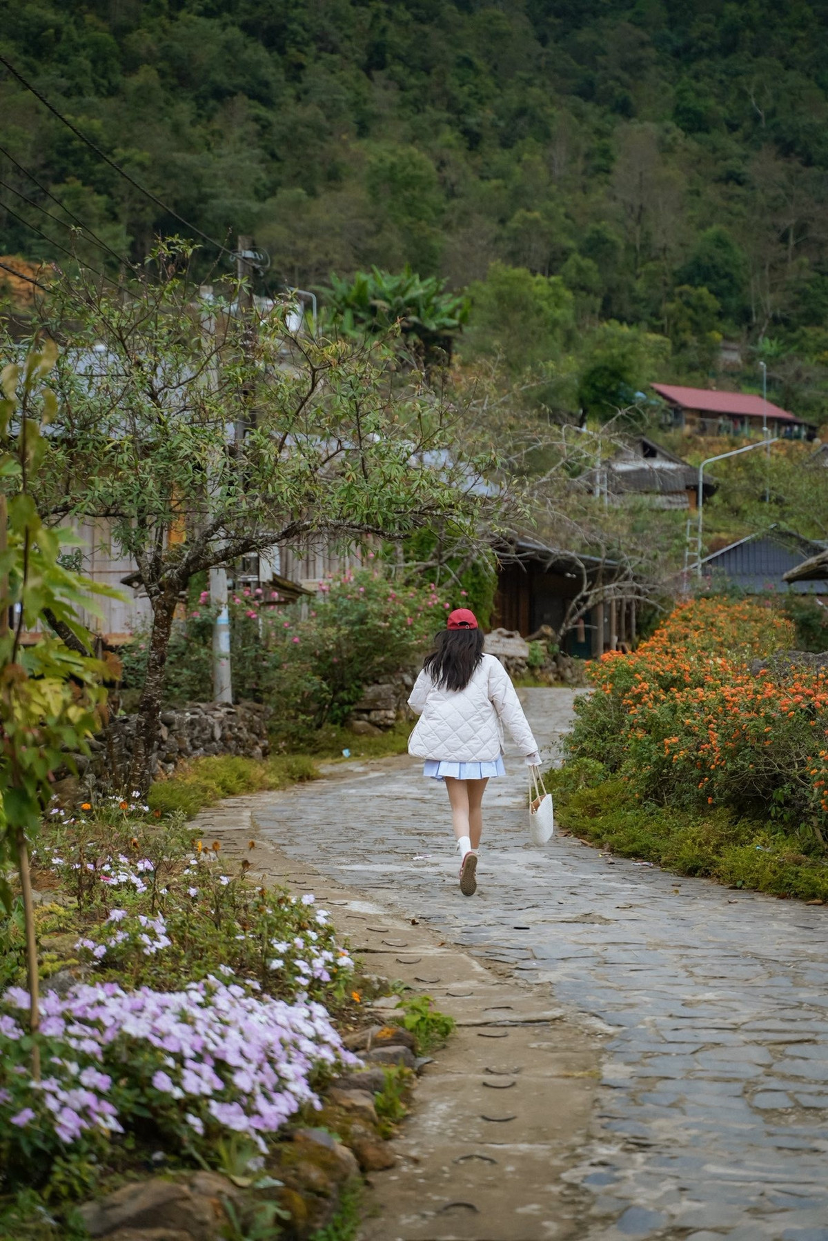 Những nếp nhà sàn thấp thoáng giữa vườn hoa cải, hoa tam giác mạch và hoa cúc rừng, kết hợp với cảnh mây trắng lững lờ trôi trên các đỉnh núi, khiến Sì Thâu Chải trở thành điểm đến lý tưởng để săn mây, chụp ảnh và thư giãn giữa thiên nhiên. Ảnh Phương Tali