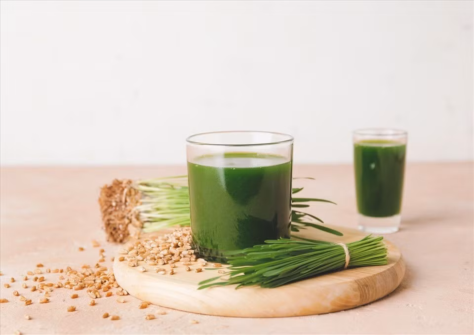 Lá lúa mì non cũng thường được sử dụng thay thế hoặc kết hợp, nhờ hàm lượng khoáng chất cao, giúp cung cấp năng lượng ổn định và hỗ trợ kiểm soát cân nặng. Ảnh minh họa