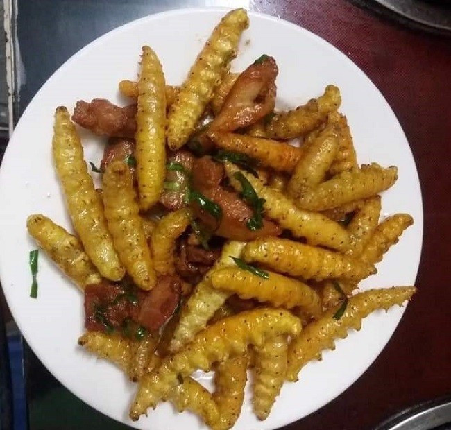 Với nhiều du khách yêu thích khám phá ẩm thực bản địa, tằm sắn không chỉ là một món ăn lạ miệng mà còn là “tấm vé” để hiểu hơn về nếp sống, cách làm nông nghiệp sạch và văn hóa ẩm thực của làng quê Việt. Vượt qua cảm giác sợ hãi ban đầu, không ít người đã phải thừa nhận: món đặc sản “nhìn thì khiếp vía” này lại có sức gây nghiện không ngờ. Ảnh Báo Vietnamnet