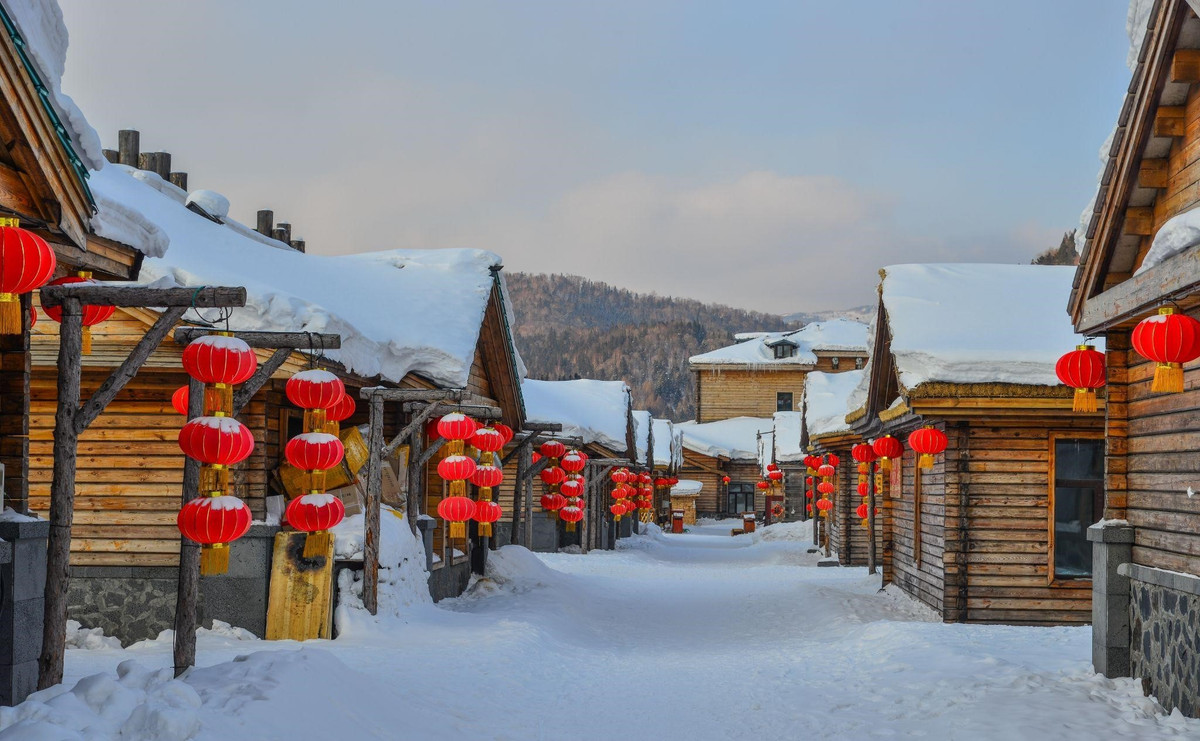 Tuyết phủ lên mái, hàng rào và chồng củi tạo nên hình khối tự nhiên như “nấm tuyết” hay “bánh tuyết” mềm mại, vừa sinh động vừa bình yên. Khi đêm xuống, ánh sáng từ hàng trăm chiếc đèn lồng phản chiếu lên nền tuyết trắng, biến cả làng thành bức tranh mùa đông rực rỡ.