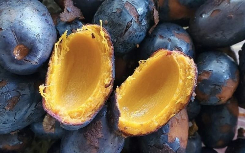 Tuy giàu dinh dưỡng, quả cọ không nên ăn quá nhiều. Khi luộc cần kiểm soát nhiệt độ để tránh làm quả bị cứng và mất vị béo. Những quả có vết nâu đỏ dạng chân chim bên trong thường đã bị sâu hoặc hư hỏng, không nên sử dụng. Phụ nữ mang thai và người thường xuyên bị đầy bụng, khó tiêu cũng nên hạn chế ăn. Việc tiêu thụ quá mức có thể gây áp lực lên gan, thận và làm tăng nguy cơ rối loạn chuyển hóa chất béo do hàm lượng acid béo cao. Ảnh minh họa/ Nguồn internet