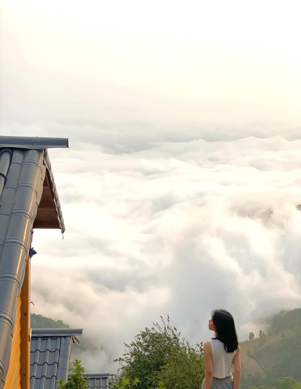 Ngoài ra, đường dốc "săn mây" vào sáng sớm cũng là một trải nghiệm thú vị, khi bạn có cơ hội đứng giữa biển mây mờ ảo, nhìn thấy những dãy núi xa xa chìm trong làn sương mù nhẹ nhàng. Ảnh Mộc