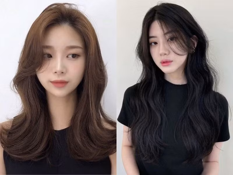 Ngược lại với quan niệm rằng tóc mỏng không nên để dài, tóc dài uốn sóng lại là lựa chọn hoàn hảo nếu biết cách tạo kiểu. Những lọn sóng lơi, uốn nhẹ từ thân đến đuôi, kết hợp layer mỏng, sẽ giúp mái tóc trông bồng bềnh và dày hơn mà không làm gương mặt già đi. Kiểu tóc này vừa che được nhược điểm tóc mỏng, vừa giữ được vẻ mềm mại, nữ tính, lý tưởng cho những chị em yêu thích mái tóc dài nhưng vẫn muốn diện mạo trẻ trung, cuốn hút. Ảnh minh họa