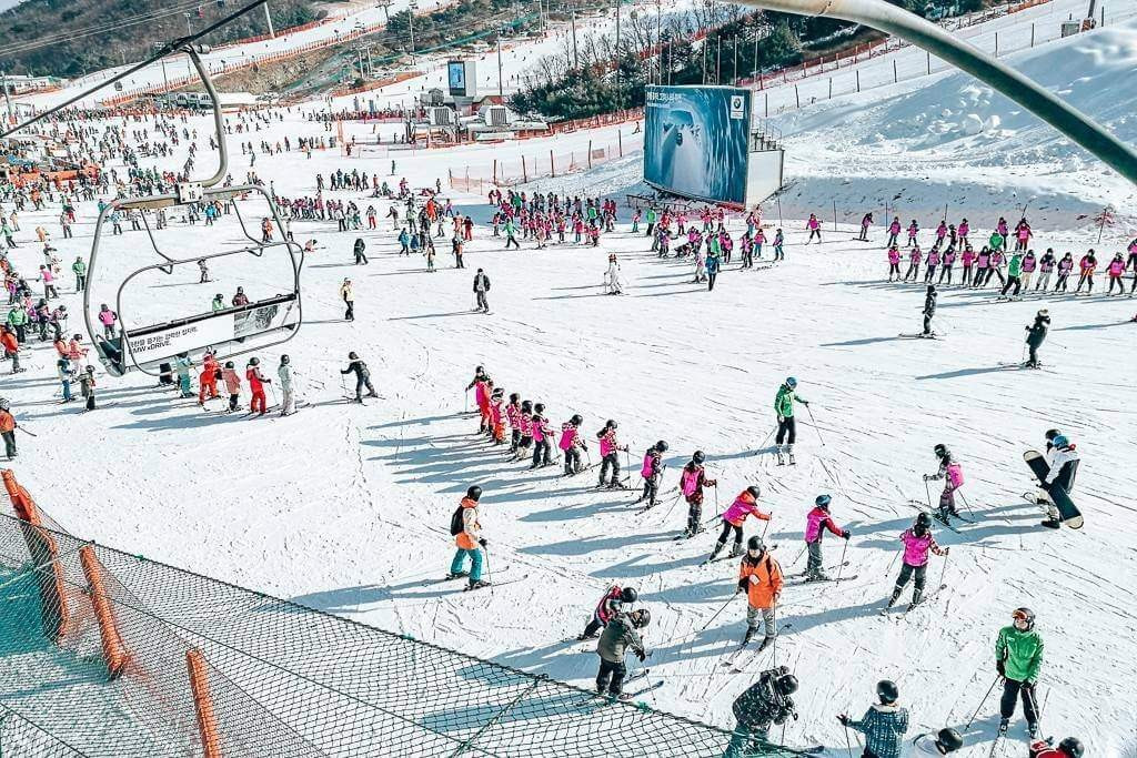Vivaldi Park Ski World là lựa chọn hoàn hảo cho các gia đình, cách Seoul chỉ khoảng 1 giờ lái xe. Khu trượt tuyết hiện đại với hệ thống đường trượt đa dạng, dịch vụ cho thuê thiết bị và hướng dẫn viên chuyên nghiệp, đồng thời còn có khu vui chơi tuyết riêng dành cho trẻ em. Ảnh Klook