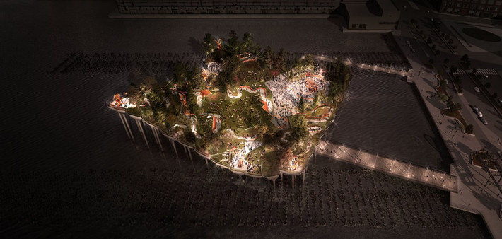 Dự án này được thiết kế bởi Heatherwick Studio, chính là công ty thiết kế sân vận động the Olympic Cauldron cho Thế vận hội Olympic London 2012, phối hợp với kiến trúc sư cảnh quan Signe Nielsen. Công viên nổi này sẽ được bắt đầu xây dựng vào năm 2016 và dự kiến hoàn thành vào năm 2019.