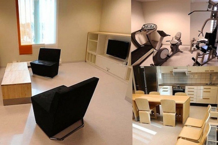 Nhà tù Sollentuna, Thụy Điển: Nhà tù hàng đầu Sollentuna gồm các phòng giam trang bị nội thất đầy đủ như giường nệm êm ái, bàn ghế và nhà tắm riêng. Tù nhân có thể nấu ăn trong nhà bếp và xem ti vi trên ghế. Mỗi một mét vuông nhà tù đều có thể nhìn thấy từ camera an ninh. Tuy nhiên trong những năm gần đây, Thụy Điển đã đóng cửa nhà tù này vì quá ít tù nhân.