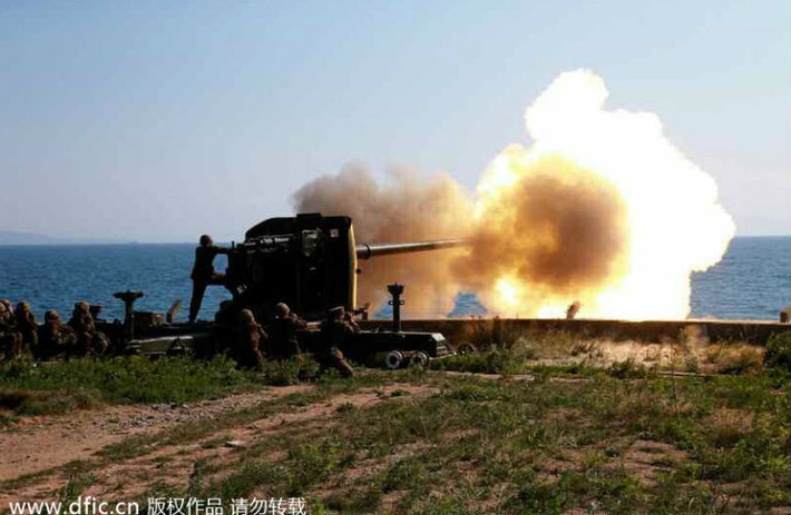 Pháo binh tại đảo Ung bắn đạn thật để ông Kim Jong-un thị sát.