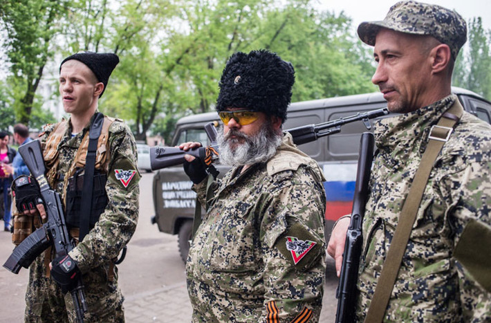 Lính Cossacks tại Kramatorsk.