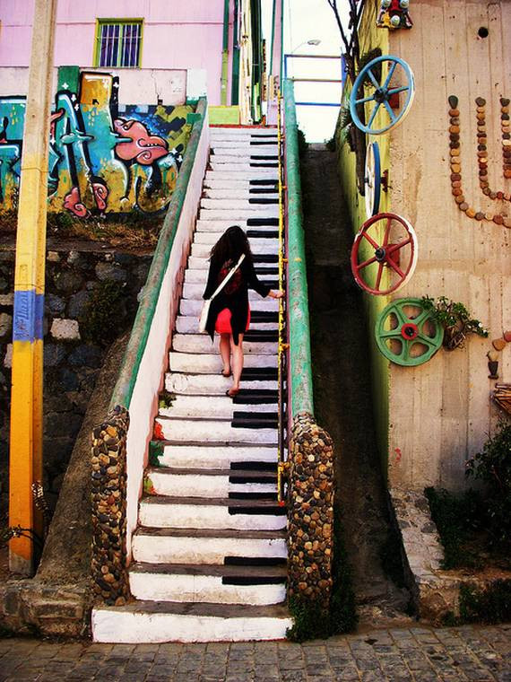Hãy sáng tạo với kiểu cầu thang minh họa các phím đàn Piano.