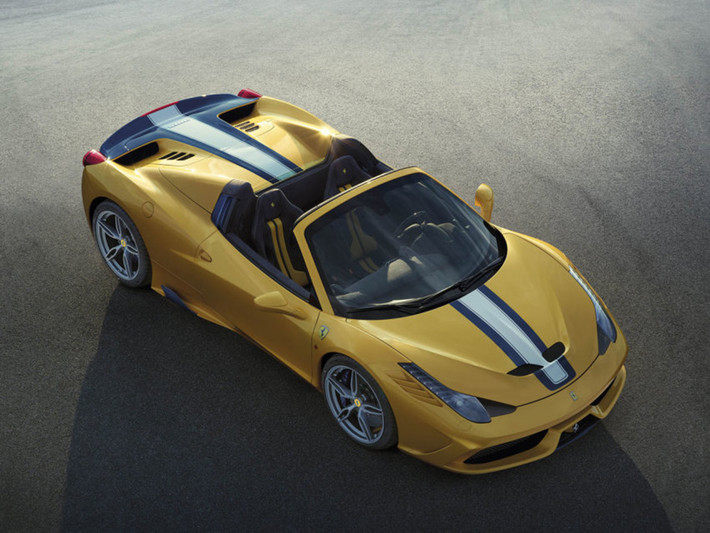 Ferrari 458 Speciale A là bản mui trần của siêu xe 458 Speciale. Xe sẽ được sản xuất với số lượng 499 chiếc và tất cả sẽ trang bị mui cứng có thể di chuyển được và cần 14 giây để mở/đóng. Ferrari 458 Speciale A trang bị động cơ V8 4.5 lít công suất tối đa 605 mã lực. Giá dự đoán của chiếc xe là hơn 300.000 USD.