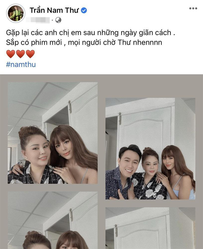 br/> Mới đây khi có dịp hội ngộ hậu giãn cách, Nam Thư đã có màn khoe sắc bên đàn chị Lê Giang và nam diễn viên Anh Đức. Loạt ảnh mới được Nam Thư đăng tải đã thu hút sự chú ý lớn từ netizen, không phải vì có thêm sự xuất hiện của 2 nhân vật đình đám bên cạnh, mà vì giao diện quá ư lạ lẫm của kiều nữ làng hài.
