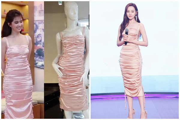 ##ss###style="text-decoration: underline;">Ngọc Trinh diện đầm nhái Địch Lệ Nhiệt Ba. Thiết kế của Dolce&Gabbana có giá gốc khoảng 65 triệu đồng.