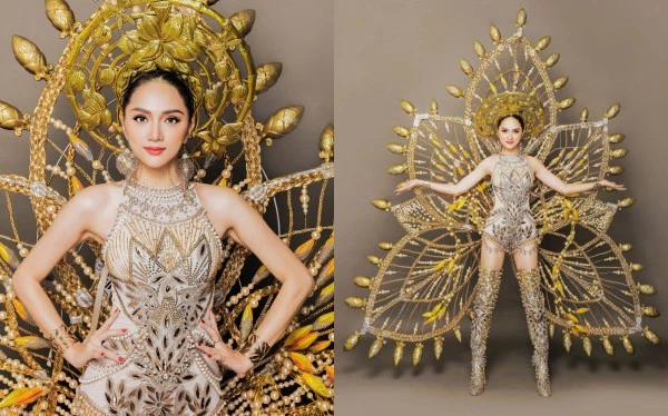 Dẫu vậy, trong phần trình diễn Hương Giang đã có "trợ thủ đắc lực" trợ giúp đó là những bánh xe lăn giúp khối lượng được giảm đi phần nào.