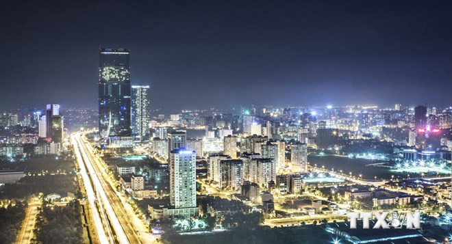 Quận Cầu Giấy hiện đại và lung linh trong đêm.