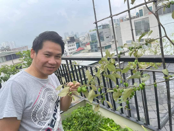 Ca sĩ Trọng Tấn giản dị khoe thú vui chăm sóc vườn cây của mình.