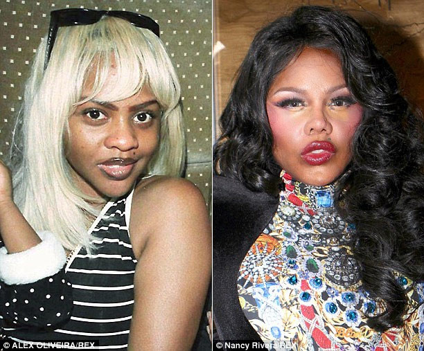 Liên tục phủ nhận tin đồn dao kéo, nhưng chỉ cần so sánh khuôn mặt rapper Lil' Kim năm 1997 (trái) và 2014 sẽ có câu trả lời đúng đắn nhất.