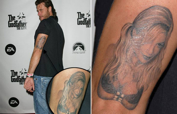 Ngôi sao truyền hình thực tế Dean McDermott bày tỏ tình yêu với vợ, Tori Spelling bằng hình xăm chân dung cô trên bắp tay.