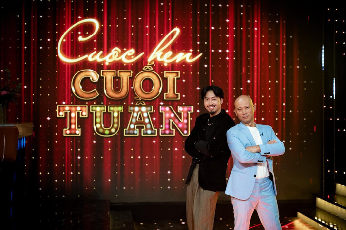 Long Vũ vui vẻ chụp ảnh hậu trường cùng Đen Vâu trong "Cuộc hẹn cuối tuần".