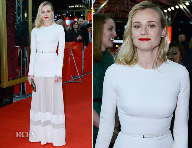 Mặc cho cái lạnh cắt da, cắt thịt của Berlin, nữ diễn viên Diane Kruger vẫn mỏng manh chiếc váy trắng dài tay của Elie Saab với phần chân váy cách điệu bằng những khoảng vải xuyên thấu rất gợi cảm và tinh tế, tạo độ nhấn cho chiếc váy, trên thảm đỏ buổi công chiếu "Better Angels". Kiểu váy này sau đó trở thành xu hướng thời trang của năm nay.