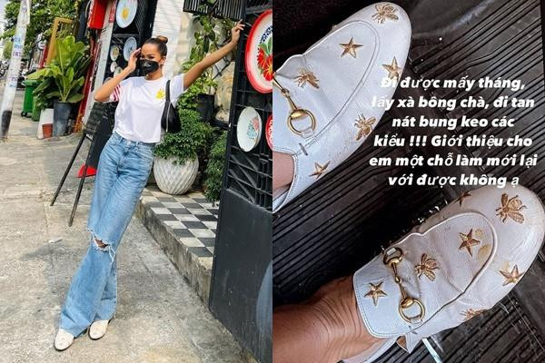Trước đây, đôi mullet Gucci cũng tan nát, bung keo sau khi làm "nạn nhân" của màn chà xà bông.