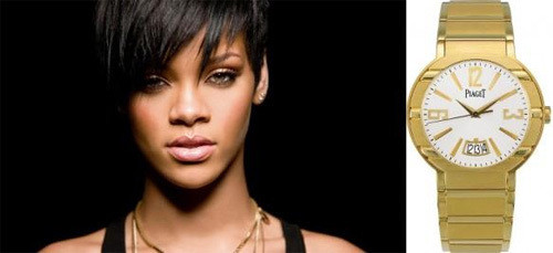 Đồng hồ vàng Piaget Polo 18 carat của ngôi sao nhạc pop Rihanna có giá 30.000 USD.