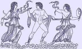 Trong thần thoại Hy Lạp, các nữ thần trả thù Erinyes được miêu tả là những người vô lễ, phản bội lời thề hay ngạo mạn cũng như hành hạ con người khủng khiếp.